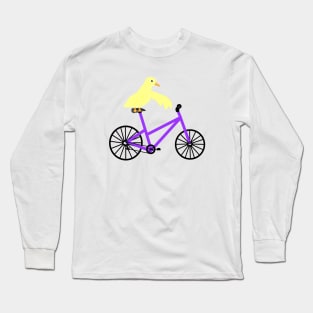 Duck On A Purple Bicycle Long Sleeve T-Shirt